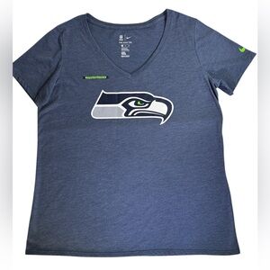 Nike Seattle Seahawks Women’s Blue/Gray  V Neck T-Shirt Size XL